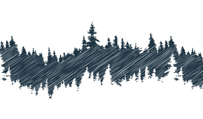 Spruce tree forest silhouette. Spruce tree silhouette. Pine tree silhouette © Artak