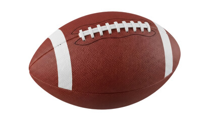 American football PNG isolated on transparent background, brown leather ball with white stripes for sports equipment and game day designs © Nicolae