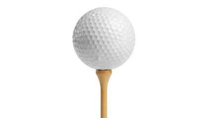 Golf ball on tee isolated PNG, sport equipment for golf course and golfing events on transparent background