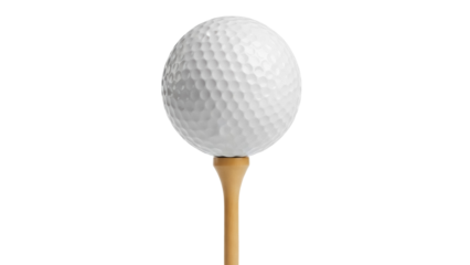 Golf ball on tee isolated PNG, sport equipment for golf course and golfing events on transparent background