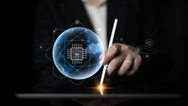 A global quantum computing network for the future of communication and data processing. A worldwide system powered by quantum technology and AI. Motif - Powered by Adobe