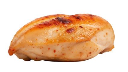 Roasted chicken breast isolated PNG, cooked poultry meat on transparent background for healthy eating and food design projects