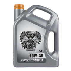 5 Liters Canister of 10W-40 Semi-Synthetic Motor Oil Isolated. PNG
