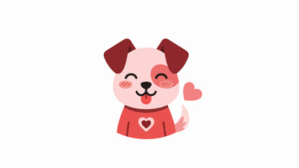 Obraz premium Playful cartoon illustration of an anthropomorphic dog with a red collar and pink heart