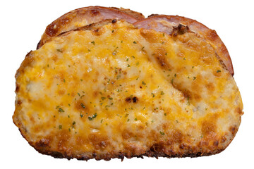 american ham and cheese toast isolated