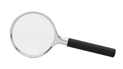 Magnifying glass PNG isolated on transparent background, search tool for investigation and exploration, close-up view