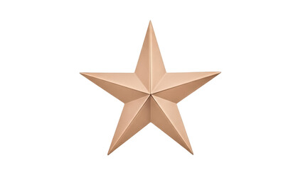 Obraz premium Bronze star isolated PNG on transparent background, metallic five-pointed star for awards and decorations