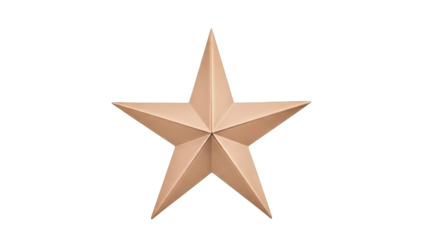 Bronze star isolated PNG on transparent background, metallic five-pointed star for awards and decorations