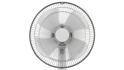 Gray electric fan PNG isolated on transparent background, cooling appliance for summer heat relief and ventilation