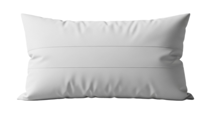 Rectangular white pillow isolated PNG on transparent background, soft cushion for sleeping and relaxing, comfortable bedding element