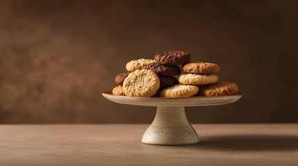 A white plate with a variety of cookies on it