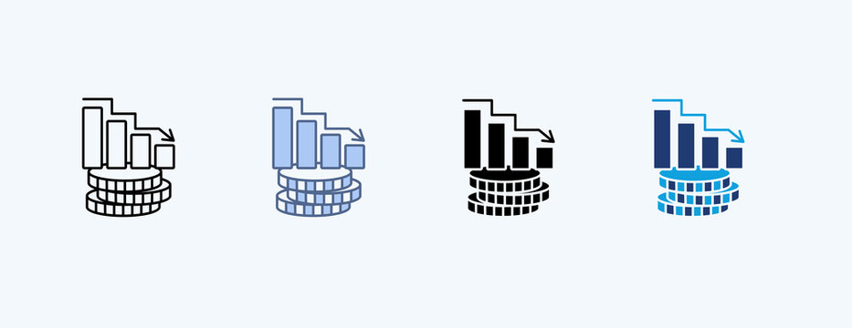 Economic Decline Multiple Icon Illustration Vector
