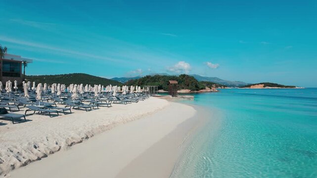 Ksamil Beach in Albania on sunny day