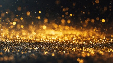 Abstract golden glitter background with bokeh effect and copy space for design