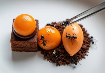 Gourmet edible ant dessert