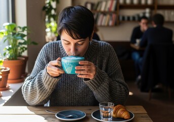 Blue spirulina latte drink