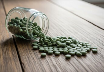 Chlorella algae supplement pills