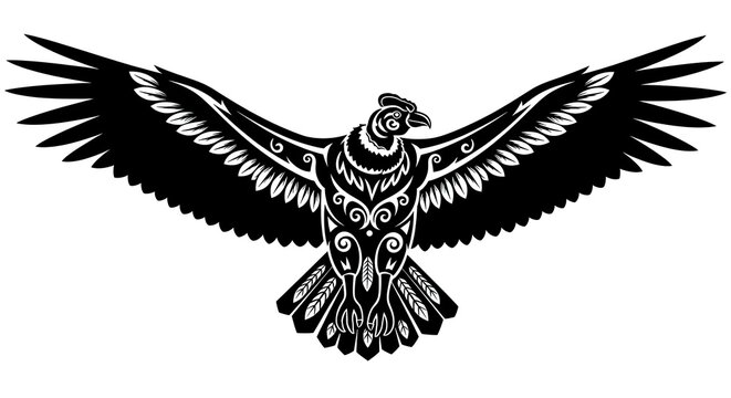 Majestic Condor Silhouette with Intricate Wing Details.