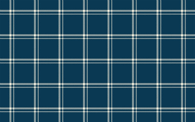 Seamless windowpane pattern in navy and beige. Checkered plaid repeating background for textile design