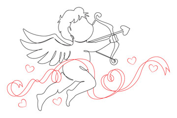 Cupid's arrow line art style vector with heart 3.eps