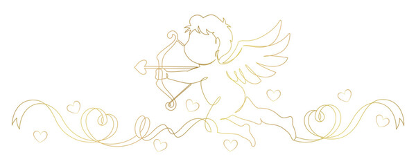 Cupid's arrow line art style vector with heart 2.eps
