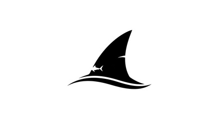 Fototapeta premium Minimalist Black Shark Fin Logo Design on White Background.