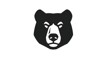 Obraz premium Minimalist Black Bear Head Logo Design.