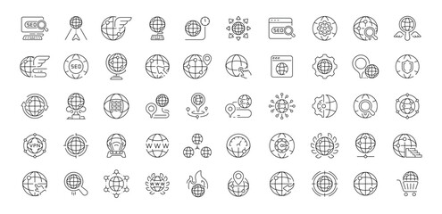 Browser icons set. editable line icons, outline, web and internet symbols