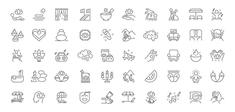 Recreational activities editable line icons set. leisure and hobby outline graphics