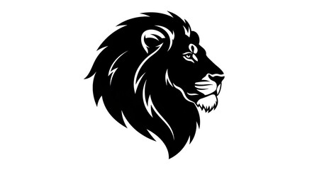 Obraz premium Majestic Lion Head Profile Silhouette Vector Illustration.