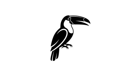 Obraz premium Minimalist black toucan bird silhouette icon design.