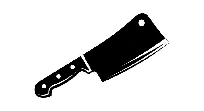 Meat Cleaver Silhouette Icon Butcher Knife Vector Illustration.