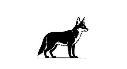 Fototapeta premium Minimalist black coyote standing in profile vector logo.