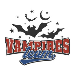 Logo for a Vampires team varsity vector style design vintage.