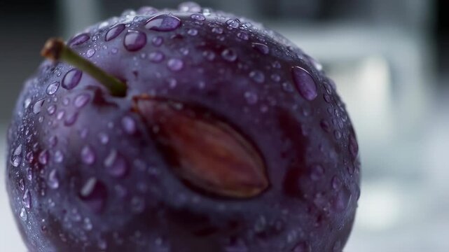 Close-up of a wet plum