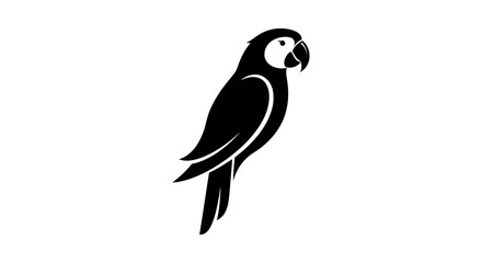 Fototapeta premium Minimalist Black Silhouette of a Macaw Parrot Perched.