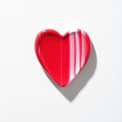 A vibrant red heart on a clean white background, showcasing smooth and glossy texture. Use: wedding invitations, health awareness posters, digital.