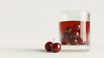 cherry fruit water juice in a glass, fresh