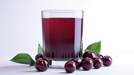 cherry fruit water juice in a glass, fresh
