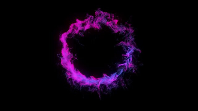 Looping pink and blue inky smoke ring effect