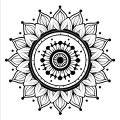 simple mandala coloring book basic geometric shapes circles and petals black lines white background