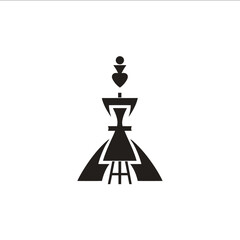 minimalist icon modern flat design a fusion of an artist easel and a chess queen piece abstract and simple lines monochrome palette contemporary graphic style
