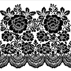 detailed Victorian floral lace with scalloped edge stencil design svg image no background ar 81