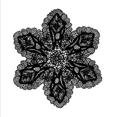flower made of lace black on white background silhouette vector