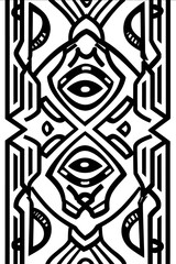 2d outline simple vector monochrome coloring page depicting Ankarainspired abstract geometric pattern bold symmetrical motifs clean black and white