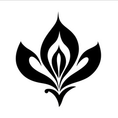 a black on white symbol for a lily
