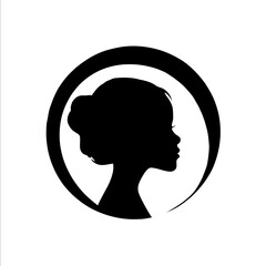 Logo design featuring a little girls head silhouette in black and white symbolizing innocence and simplicity against a plain background