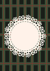 Lace Circle on Plaid Background
