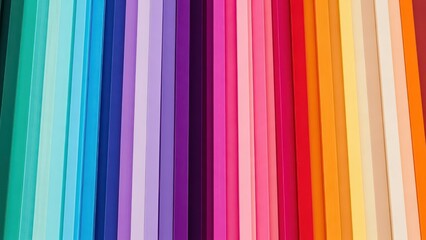 Close-up of vertical rows of colored pencils creating a spectrum