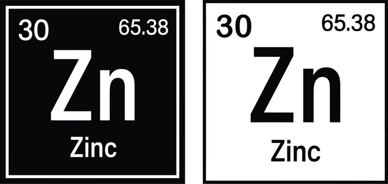 Zinc Chemical Element Periodic Table Square Icons 